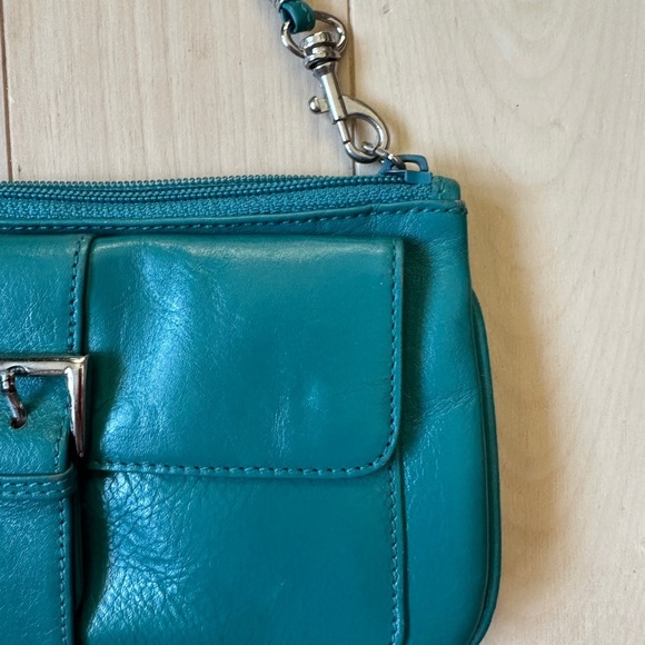Y2K Teal Leather Mini Shoulder Bag – Buckle Detail - Picture 4 of 9